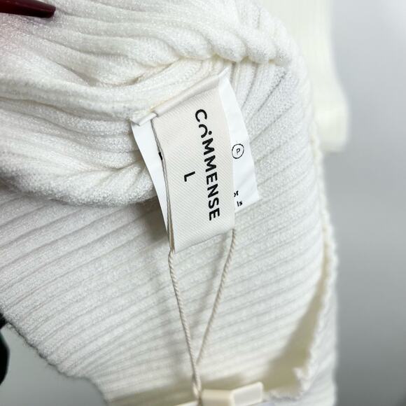 Commense Trim Detail Waist Cutout Sleeveless Rib Knit Tube Dress L NWT - Picture 3 of 5